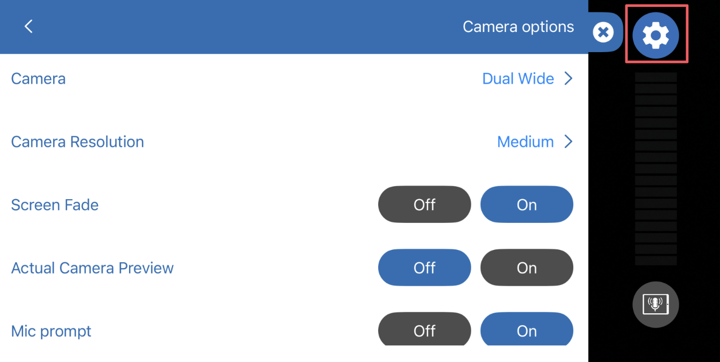 Settings cog, upper right. Showing OHS specific settings. 