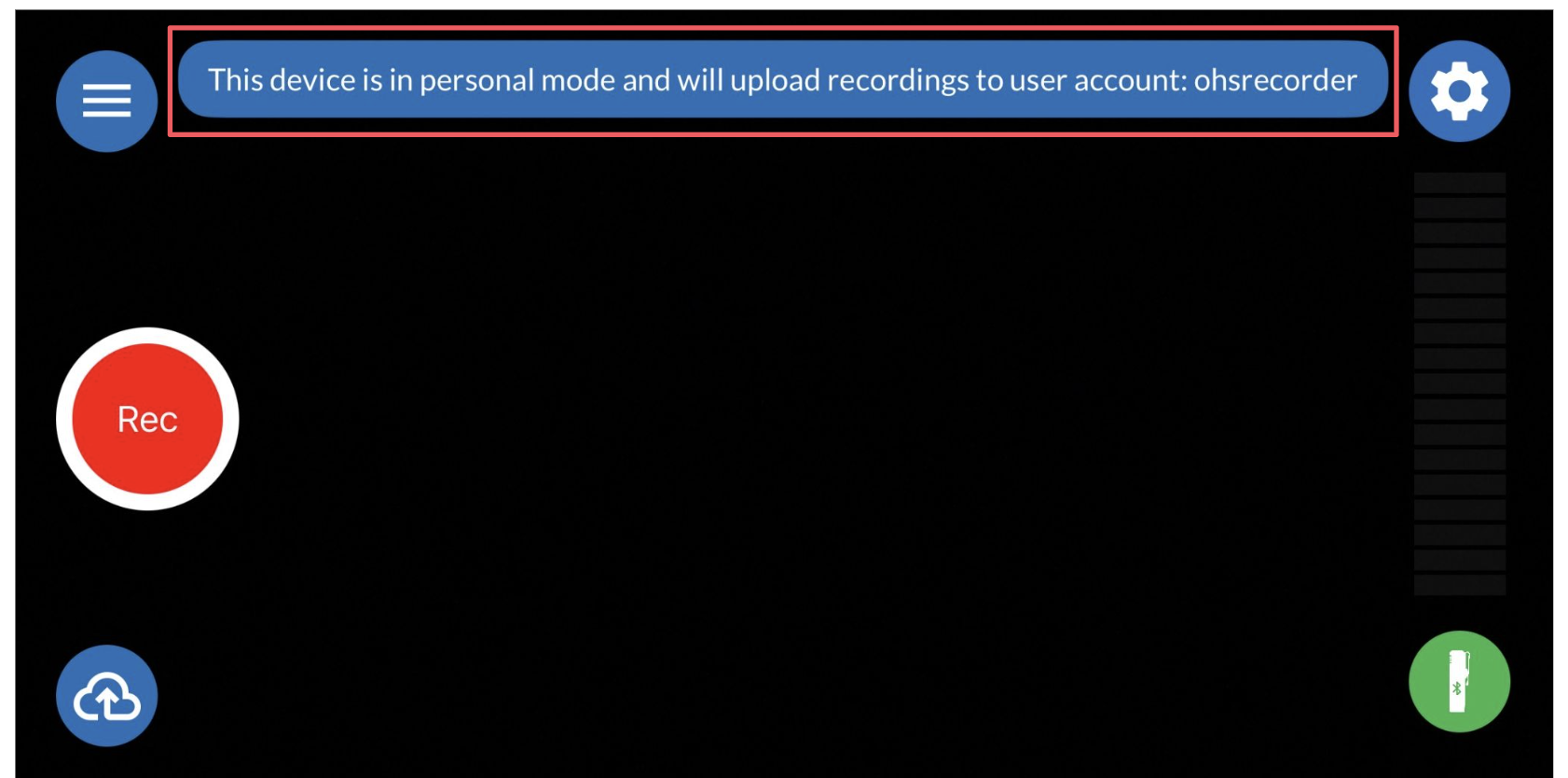 To turn Personal mode off, click the banner at the top of the Record app. Then, click OFF, which will sign you out. 