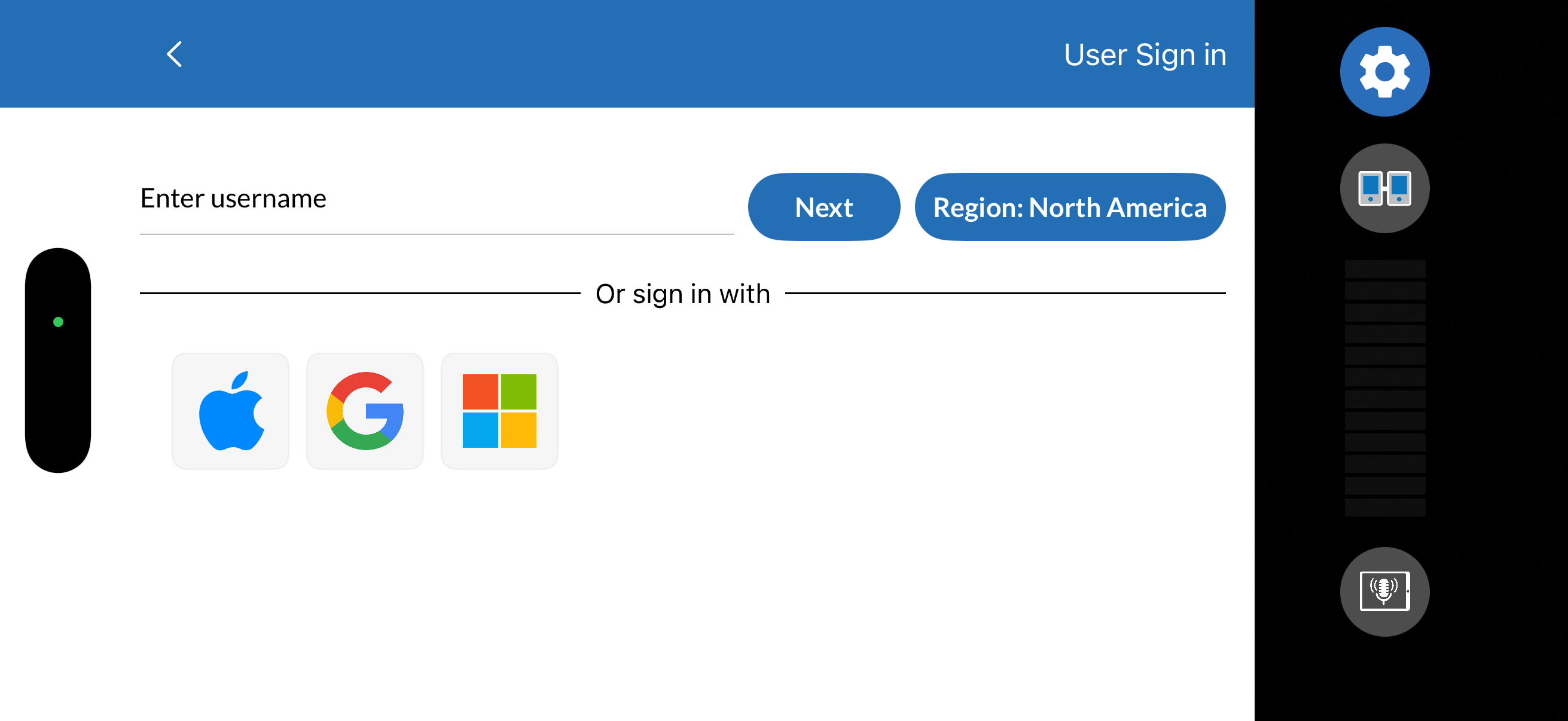Sign in page. Type username into the bar, then click next. Also SSO options. 